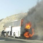 اتوبوس اردوی دانش‌آموزان کنگان دچار آتش‌سوزی شد